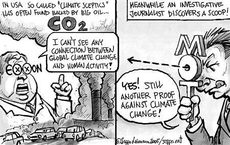  ExxonMobil behind the climate sceptics, keywords:
 ExxonMobil science lobbying climate scptics big oil hot air journalist cartoon