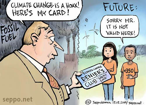 Climate change deniers credit card, keywords:
 Climate change denier credit card global warming environment fossil fuel future 350 emission reduction youth cartoon