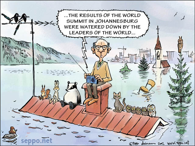  Johannesburg Summit 2002, keywords:  climate change global warming World Summit Johannesburg flood world leaders energy cartoon