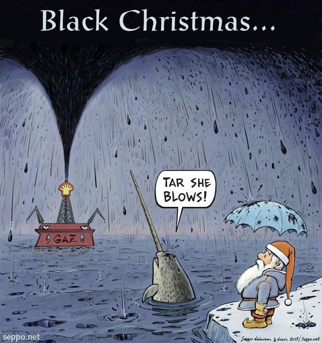 Santa and Arctic oil and Black Christmas 