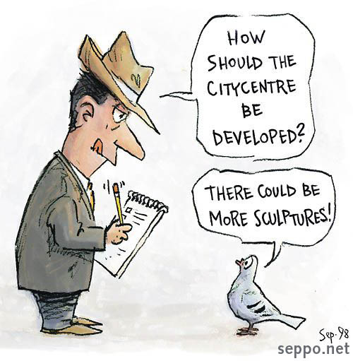  Participatory ecological urban planning, keywords:
 ecological development city citycentre sculpture pigeon gallup poll inquiry sustainable cartoon