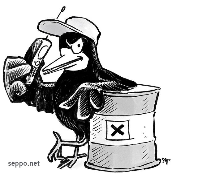  Rook and hazardous waste, keywords:
 rook hazardous waste poisonous drum barrel container collection waste management Corvus frugilegus cartoon