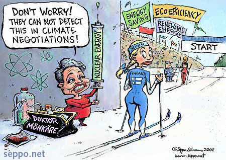  Nuclear Doping, keywords:
 nucleaar doping climate treaty energy Finland cross country skiing cartoon