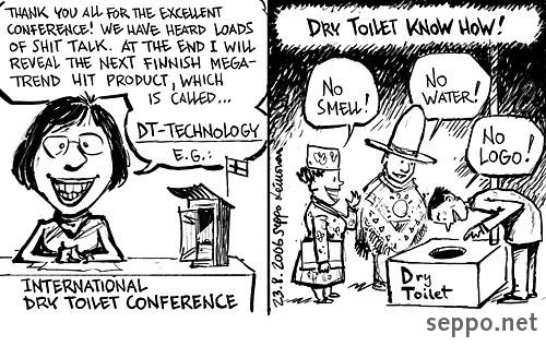 Dry Toilet Conference, keywords:
 internatioal dry toilet conference dt-technology sanitation shit talk water compost composting manure sustainable cartoon