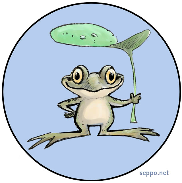  Frog under Leaf, keywords:
 frog leaf Rana logo cartoon