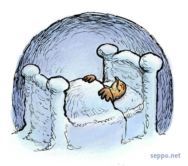  Black Grouse asleep under snow, keywords:
 Black grouse female snow winter cold survival Lyrurus tetrix cartoon