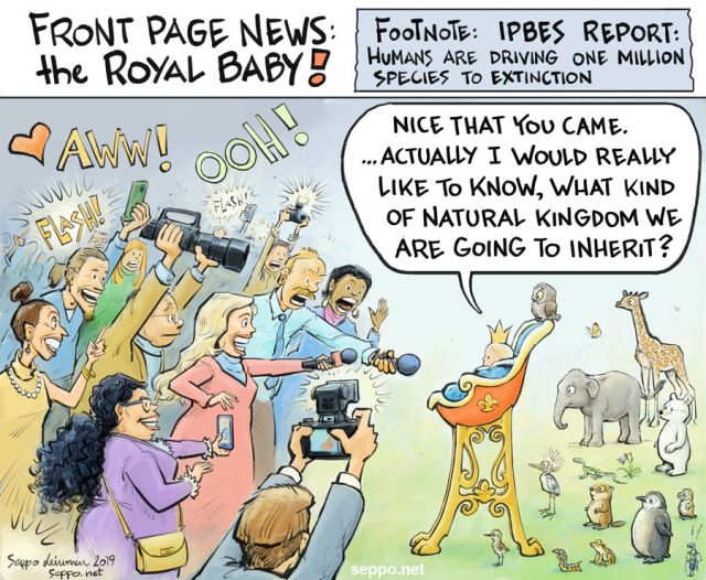  Royal baby and IPBES report 2019, keywords:
 royal baby IPBES report 2019 media biodiversity ecosystem services nature crisis natural kingdom conservation cartoon