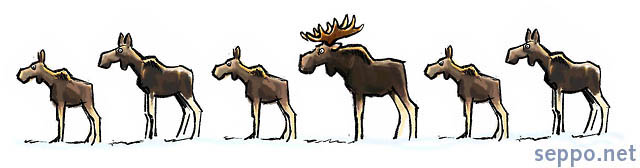  Composition of moose population in winter, keywords:
 Eurasian elk moose population composition Alces alces winter cartoon
