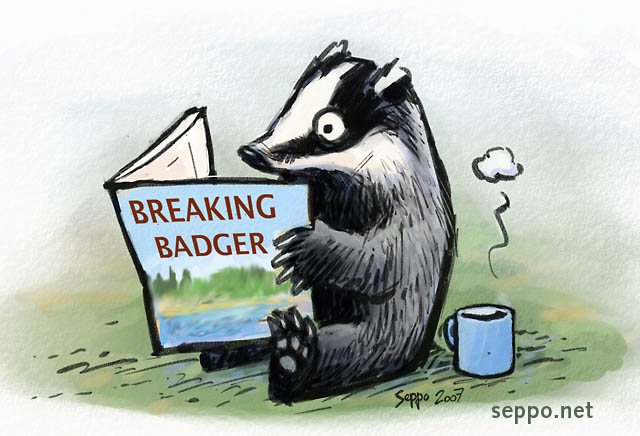  Breaking Badger , keywords:
 badger reading magazine breaking bad Meles meles cartoon