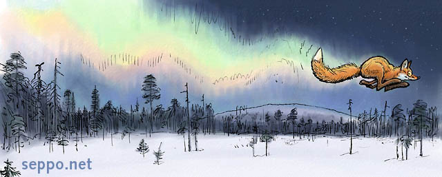  Northern lights – Aurora Borealis, keywords:
 Northern lights Aurora borealis Lapland red fox firefox folklore mythology mythical creature fable figure night starry sky fell Aurora borealis Vulpes vulpes
