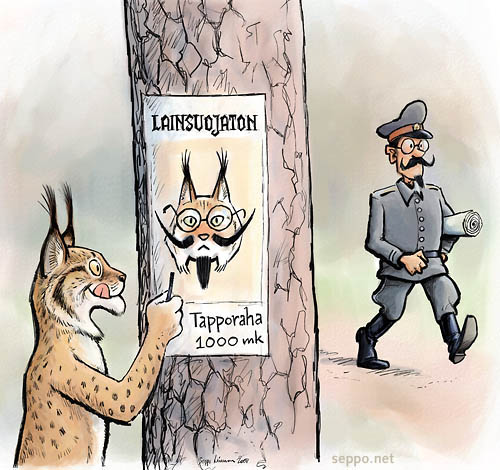  Vainottu ilves, keywords:
 ilves vaino tapporaha petoviha suurpeto Lynx lynx pilapiirros