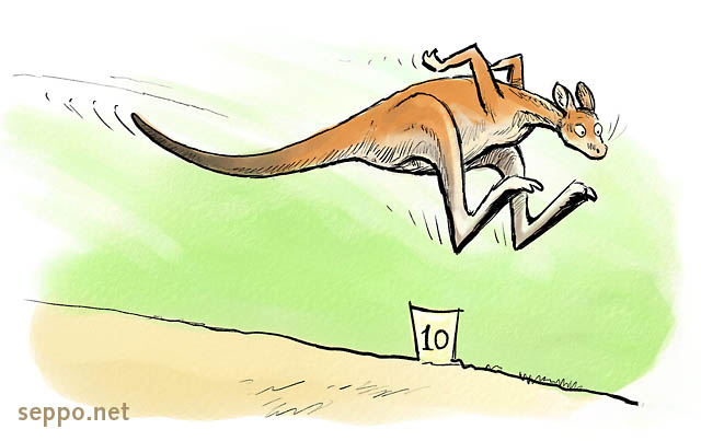  Kenguru - pituushyppy, keywords:
 kenguru pituushyppy kilpailu kisa jättikenguru Macropus pilapiirros
