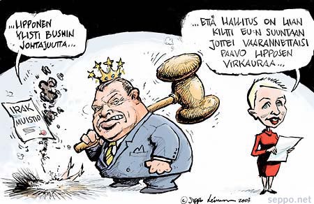  Paavo Lipponen, Anneli Jäätteenmäki ja Suvi-Anne Siimes, keywords:
 Paavo Lipponen Anneli Jäätteenmäki ja Suvi-Anne Siimes Irak-muistio Bush EU prinsessa kompleksi keskustelukulttuuri pilapiirros