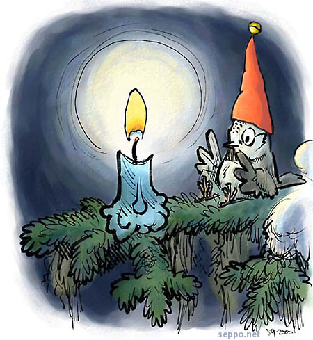 Joulukortti - kynttilä ja tintti