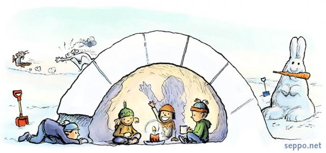 Lumikammi, keywords:
 lapsi lapset lumi kammi iglu leikki talvi jänis orava pilapiirros