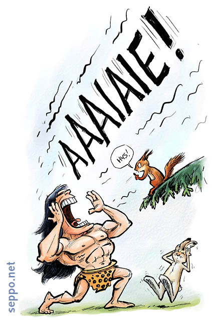  Melusaaste - Tarzan, keywords:
 Tarzan huuto melu melusaaste orava jänis pilapiirros