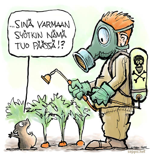  Puutarha myrkky ja myyrä, keywords:
 puutarha puutarhuri kemikaali torjunta-aine rikkakasvihävite porkkana vihannes ruiskutus vesimyyrä kaasunaamari hengityssuojain kotipuutarha keinohormoni piirros