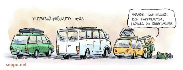  Autojen yhteiskäyttö , keywords:
 auto autot autojen yhteiskäyttö kimppakäyttö kimppa-auto autovuokraus pakettiauto henkilöauto tavaran kuljetus ekotehokkuus tehokas ympäristöä säästävä yritys pilapiirros