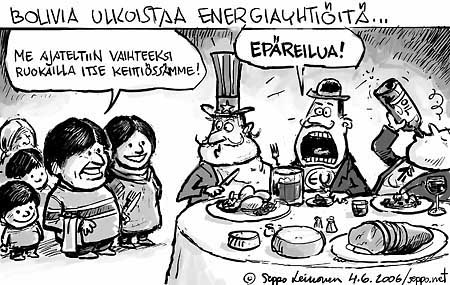  Evo Morales ja Bolivian energiavarat, keywords:
 Evo Morales Bolivia energia Öljy-yhtiöt öljy kaasu köyhyys Etelä-Amerikka luonnonvarat globalisaatio