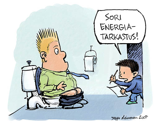  Energiansäästö koulussa, keywords:
 energia energiansäästö koulu vessa WC keke kestävä kehitys pilapiirros