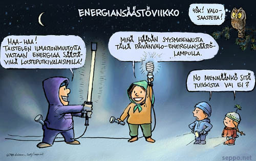  Energiansäästöviikko, keywords:
 energiansäästöviikko energiansäästö energia ilmasto ilmastonmuutos valaistus energiansäästölamppu päivänvalolamppu syysmasennus valosaaste syksy pilapiirros