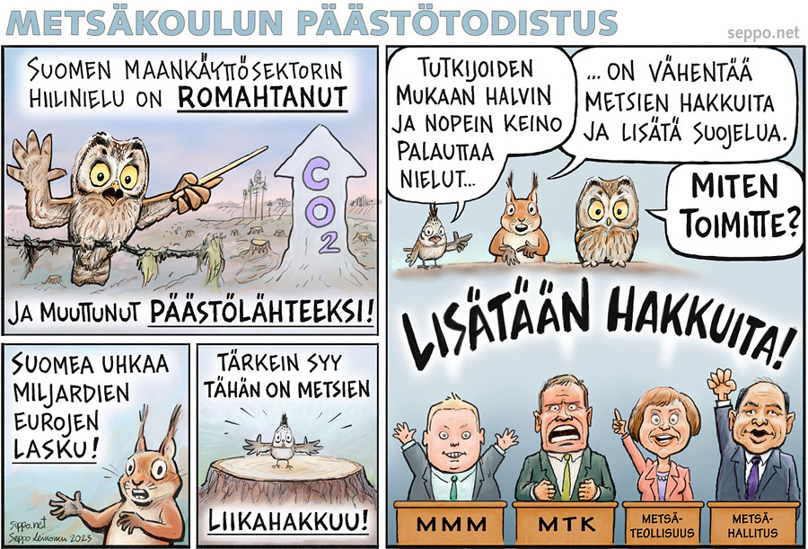 Maankäyttösektorin hiilinielu romahtanut