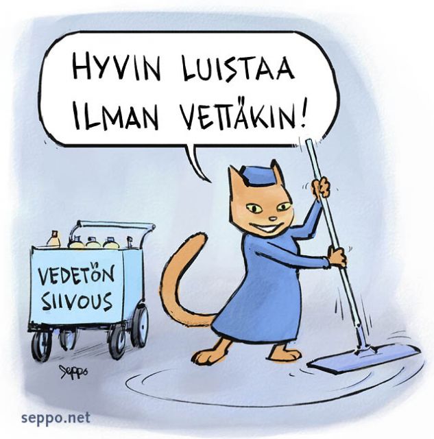  Vedetön siivous, keywords:
 vedetön siivous siivooja puhdistus mikrokuitu ympäristö piirros