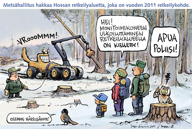  Metähallitus hakkaa Hossan retkeilyaluetta, keywords:
 metsä retkeilyalue luonnometsä boreaalinen Hossa avohakkuu monimuotoisuus suojelu luonto retkeily virkistys monikäyttö eräretkeily erämaa monitoimikone metsähallitus retkeilijä kuukkeli helmipöllö aarniome