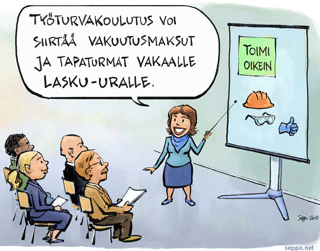  Työturvakoulutus , keywords:
 työturvallisuus koulutus vakuutusmaksu tapaturma lasku-ura piirros