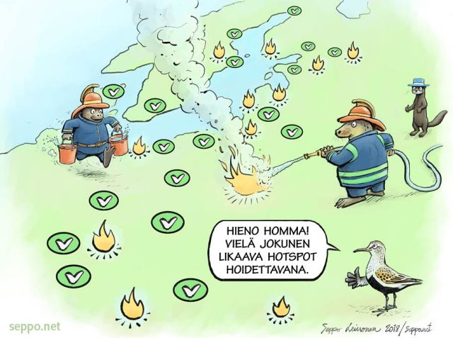  Itmerta pilaavat hotspotit kuntoon, keywords:
 EU Helcom Itmeri hotspot jte jtevesi meri merten suojelu palokunta pilapiirros pstlhde pstt suosirri vesikko