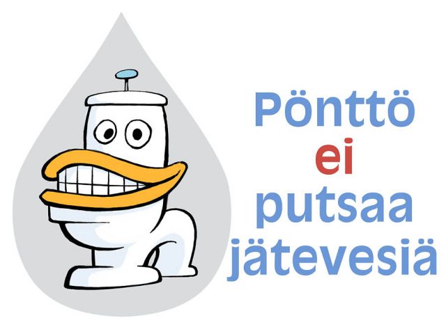  Pönttö ei putsaa jätevesiä, keywords:
 pönttö vesivessa jätevesi puhdistus jätevesiasetus järvi vesistö pilapiirros